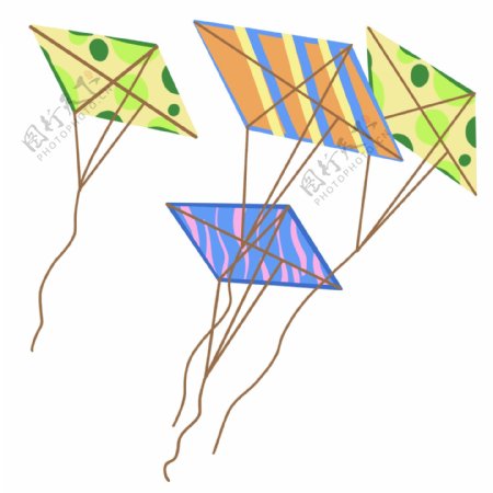 四个漂浮的风筝插图