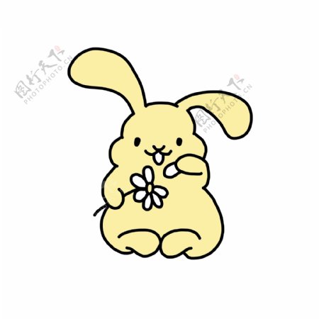 复活节黄色兔子插图