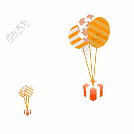 彩色气球喝礼物插画设计