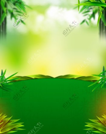 绿色竹叶商午节背景设计
