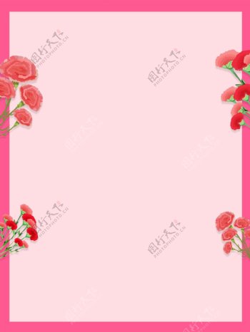 粉色康乃馨边框母亲节背景素材