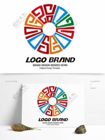 多彩矢量中国风字母LOGO公司标志设计