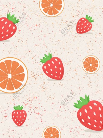 草莓橙子水果背景图