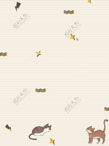 手绘小猫网格儿童节背景素材