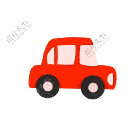 卡通一辆红色的玩具小车