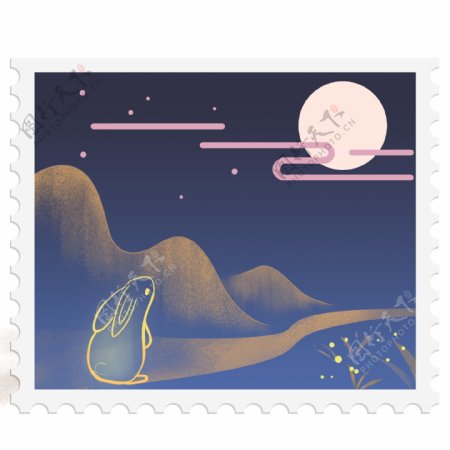 月亮邮票装饰