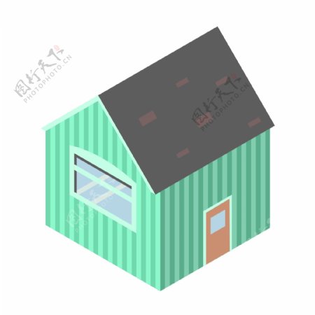 绿色立体小房子