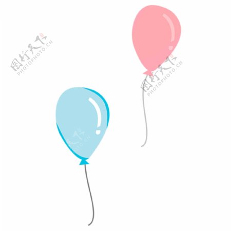 蓝色和粉色的气球素材