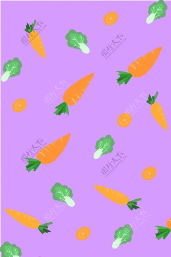 清新简约胡萝卜蔬菜底纹装饰海报背景