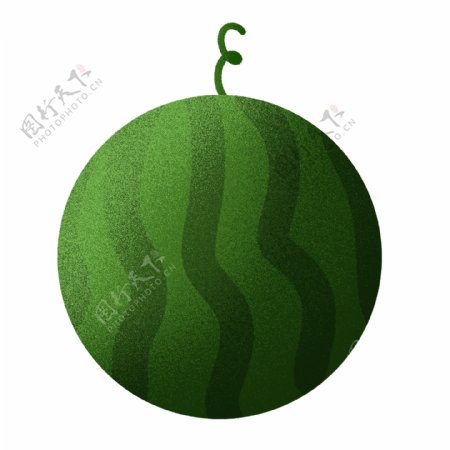绿色大西瓜插画图案