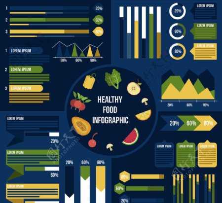 彩色健康食物信息图