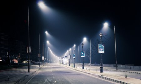城市灯光夜景路灯