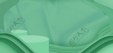 清新绿色层次感banner背景设计