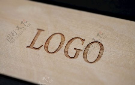 木纹雕刻logo样机