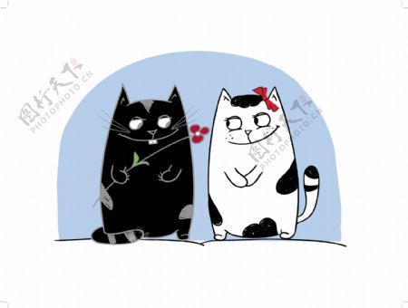 卡通动物系列黑白猫