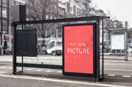 公交站牌宣传牌海报展示图样机