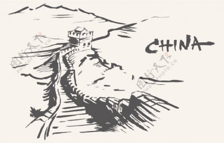 中国风长城手绘