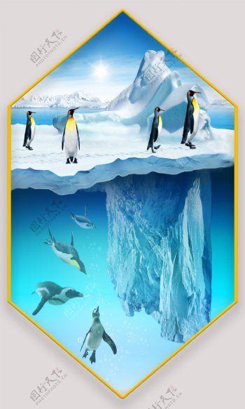 企鹅冰山装饰画