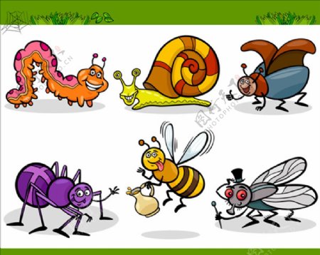 卡通儿童昆虫矢量图