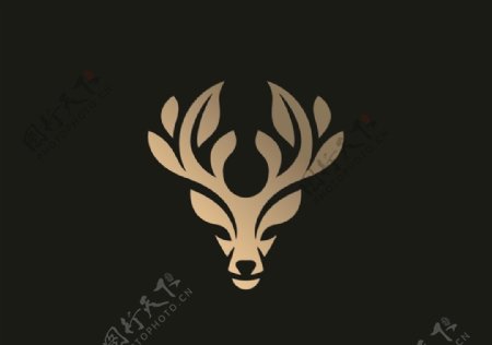 麋鹿树叶logo