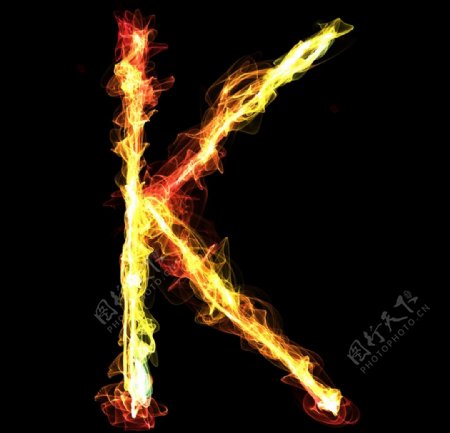 字母K火焰特效文字