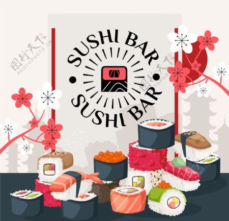 扁平化插画寿司