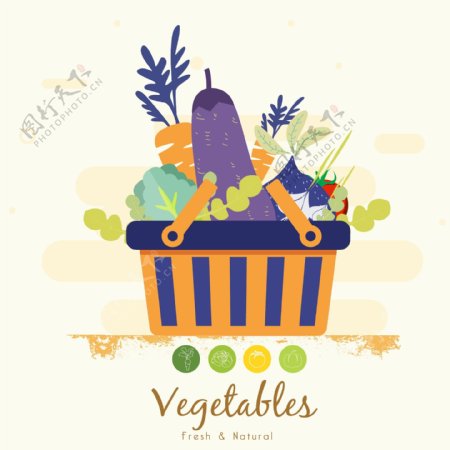 创意装满购物篮的蔬菜