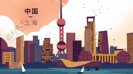 上海东方明珠城市插画