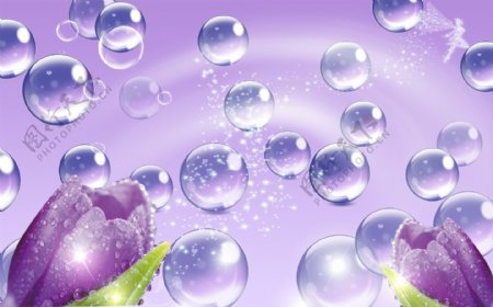 玻璃球紫色郁金香梦幻星光
