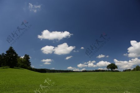 草地云地平线巴伐利亚景