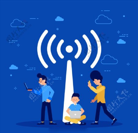 wifi网络信号插画设计
