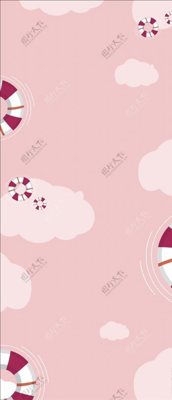 粉色卡通儿童可爱云朵背景