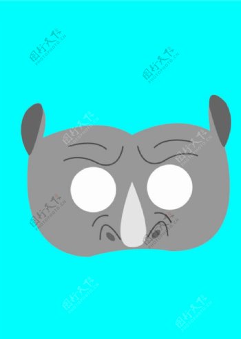 AI犀牛面具灰色白色矢量图
