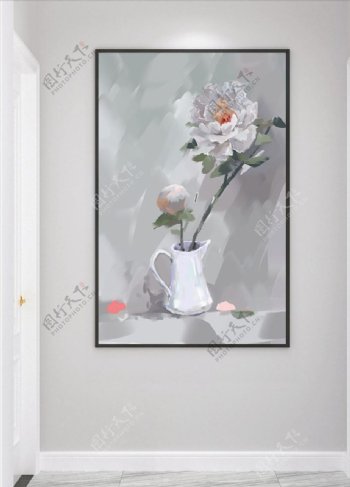 优美白色花朵装饰画
