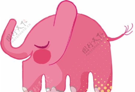 粉色卡通大象爱情结婚动物装饰