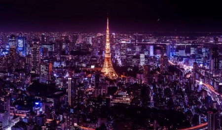 日本东京地标塔夜景