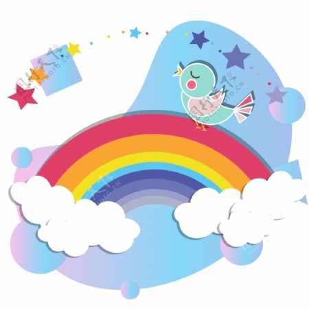 儿童节卡通彩虹云朵