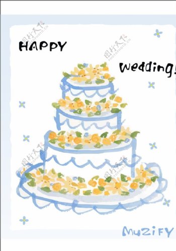 婚礼蛋糕水彩画