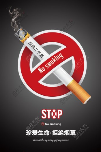 禁止吸烟健康红黑海报