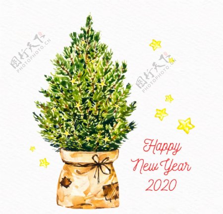 2020年创意新年松树