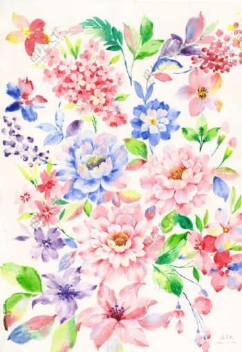 原创水彩手绘艺术花卉素材