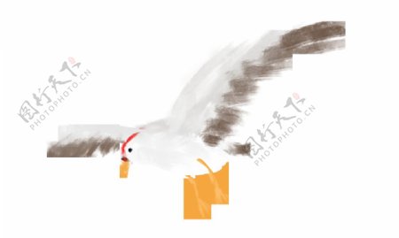 海鸥飞翔插画卡通立体海报素材