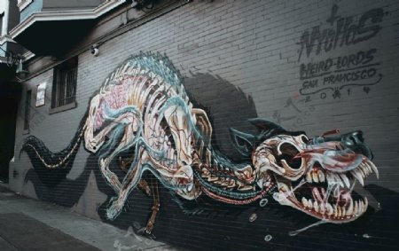 街头恐龙涂鸦