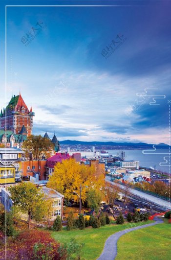 加拿大城市旅游蓝天背景
