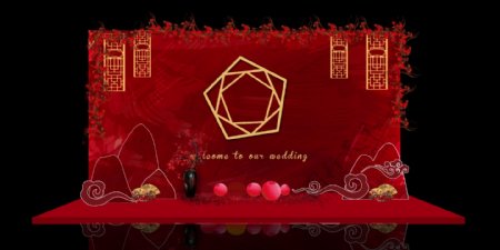 中式婚礼背景效果图