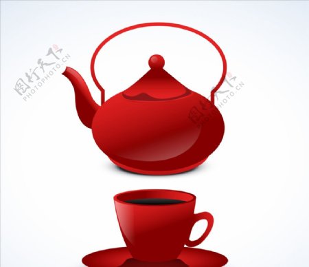 红茶壶和茶杯图片