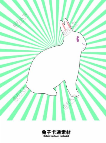分层绿色放射分栏兔子卡通素材
