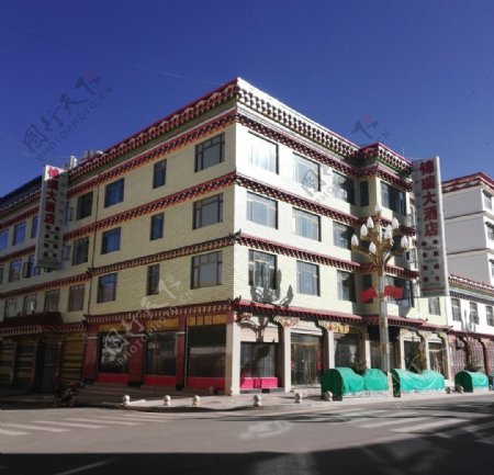 藏族风格大楼建筑图片