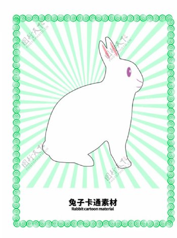 分层边框绿色分栏兔子卡通素材图片