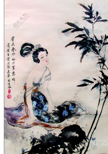 中国传统侍女图图片